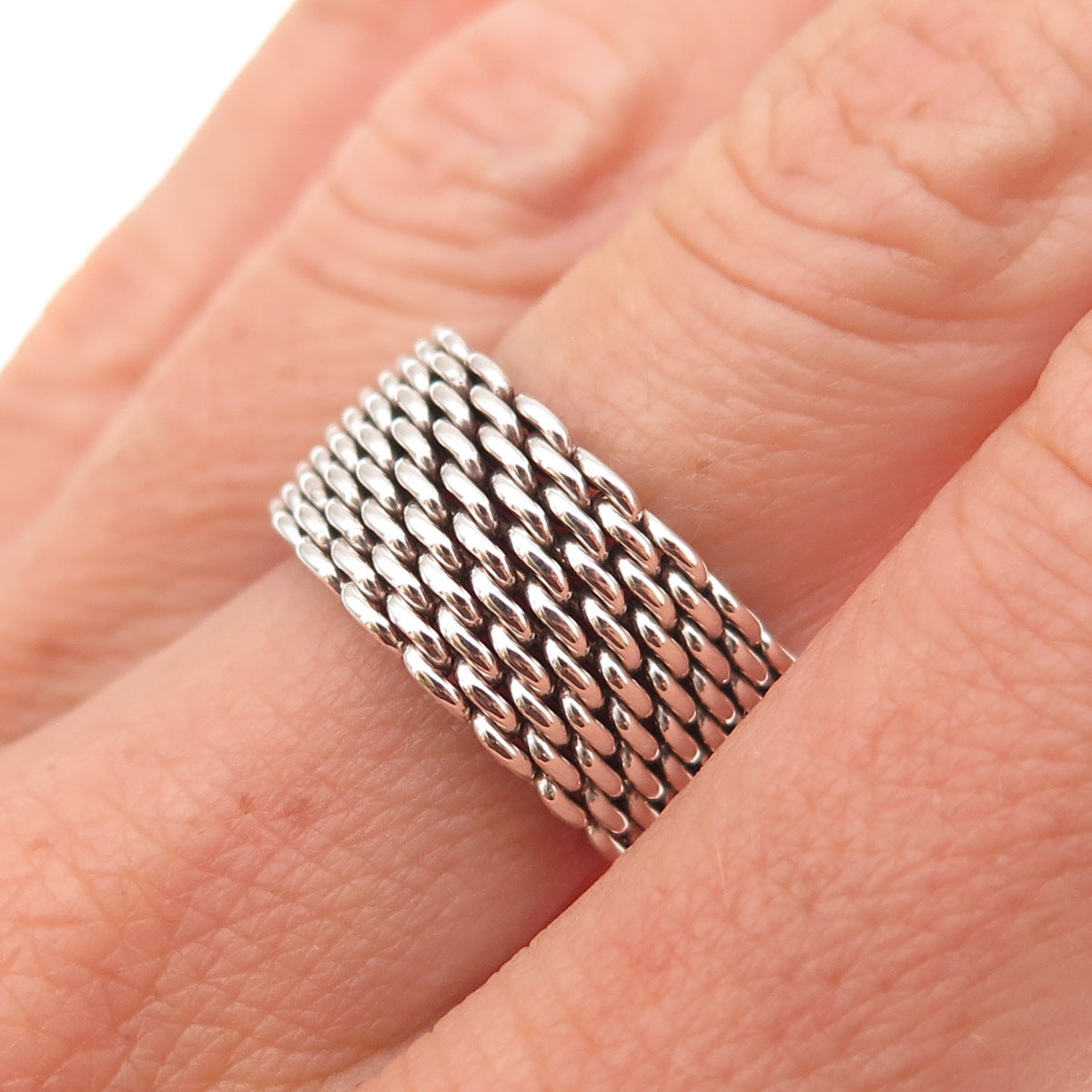 Tiffany & Co. 925 Sterling Silver Vintage Somerset Mesh Ring Size 6.75