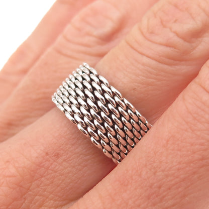 Tiffany & Co. 925 Sterling Silver Vintage Somerset Mesh Ring Size 6.75