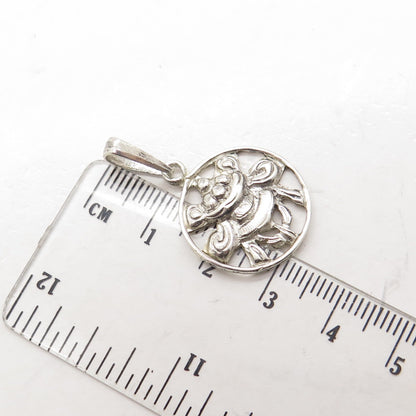 925 Sterling Silver Vintage Beetle Symbol Pendant