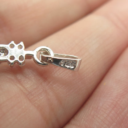 925 Sterling Silver White C Z Cross Pendant