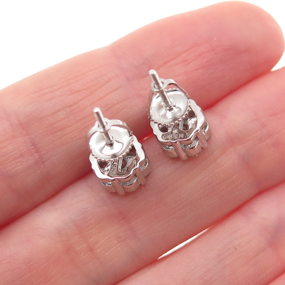 925 Sterling Silver Round-Cut C Z Stud Earrings