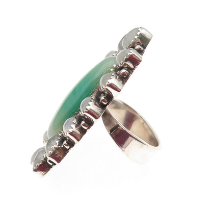 925 Sterling Silver Vintage Real Agate & Moonstone Statement Ring Size 7.25