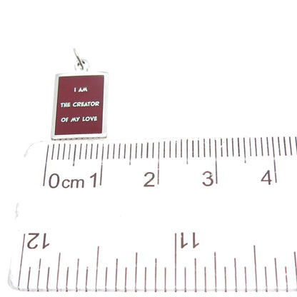 925 Sterling Silver Enamel I Am The Creator Of My Love Minimalist Charm Pendant