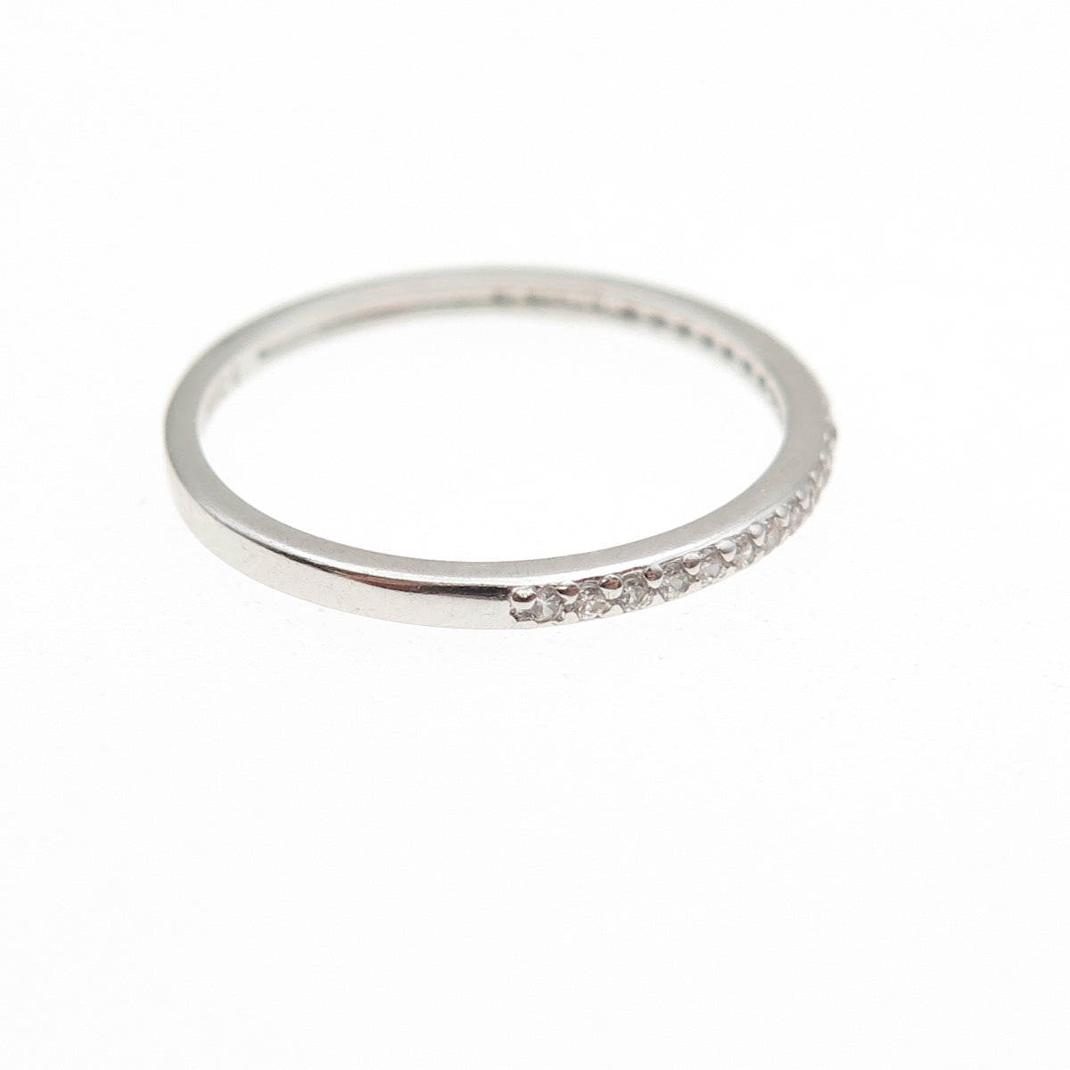 925 Sterling Silver Round-Cut C Z Half Eternity Stackable Band Ring Size 6