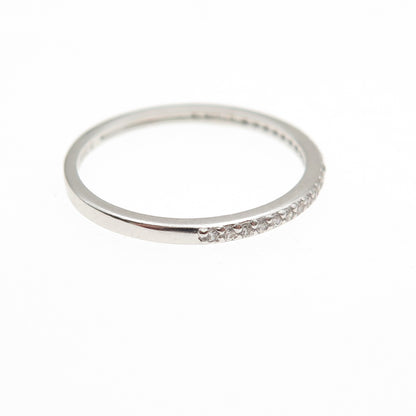 925 Sterling Silver Round-Cut C Z Half Eternity Stackable Band Ring Size 6
