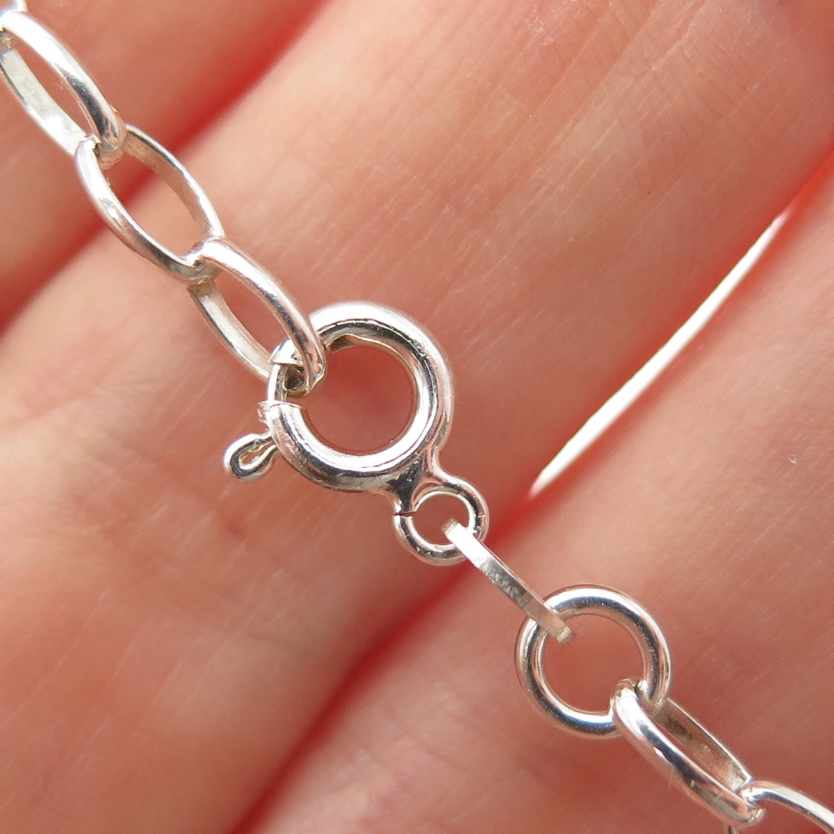 925 Sterling Silver Vintage Italy Heart Filigree Oval Chain Necklace 16"