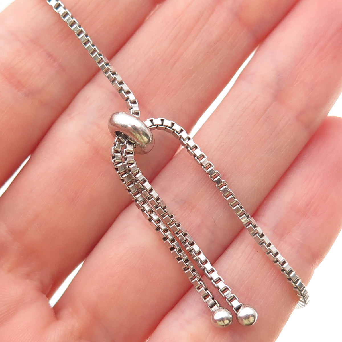 Chuck Clemency 925 Sterling Silver Real Diamond Adjustable Bolo Bracelet 6-8.25"