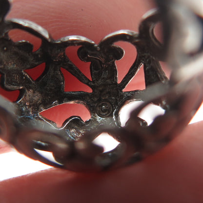 JEZLAINE 925 Sterling Silver Vintage Oxidized Ornate Heart Hoop Earrings