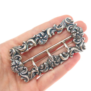 ROBERT PRINGLE & SONS Sterling Antique 1900 Birmingham Belt Buckle Pin Brooch