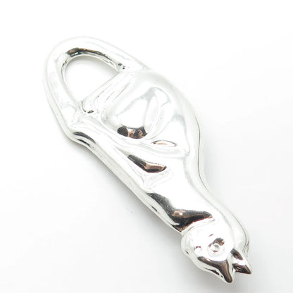 925 Sterling Silver Vintage Mexico Cat Pin Brooch / Pendant