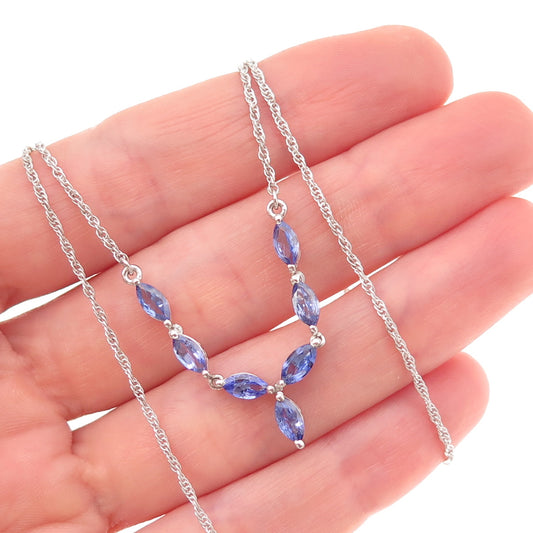 Chuck Clemency 925 Sterling Silver Real Tanzanite Singapore Chain Necklace 18"