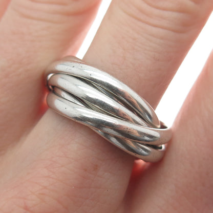 925 Sterling Silver Vintage Mexico Interlocked Six-Band Ring Size 8