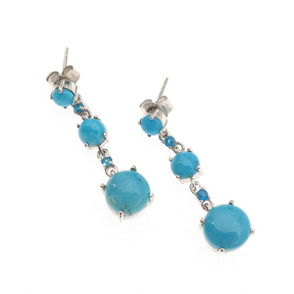 Chuck Clemency 925 Sterling Silver Real Turquoise & Apatite Dangle Earrings