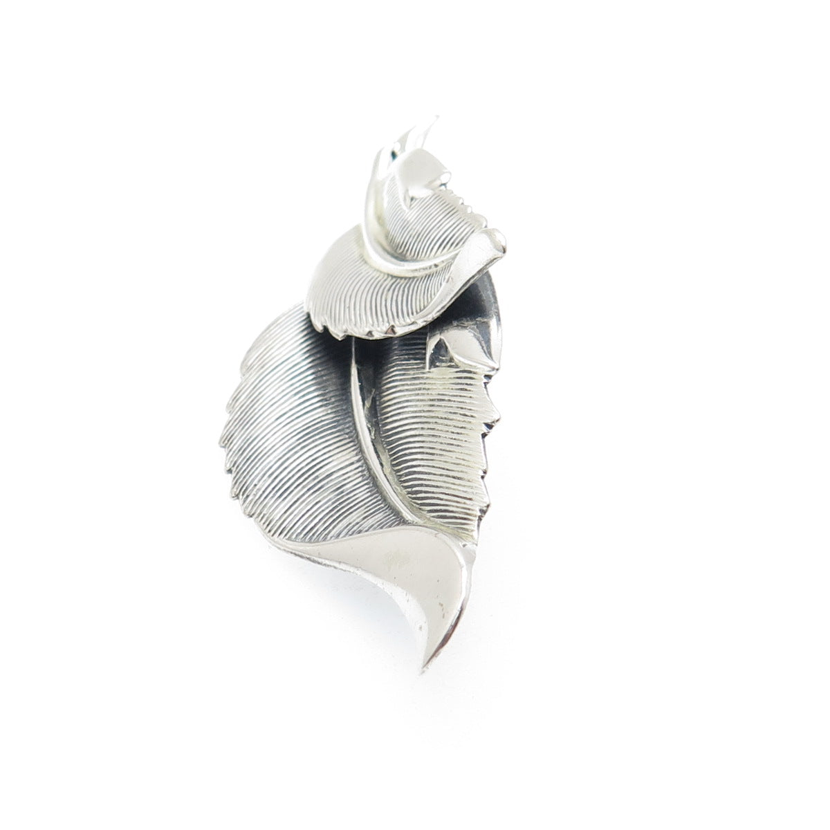 JEWELART 925 Sterling Silver Antique Art Deco Floral Leaf Oxidized Pin Brooch