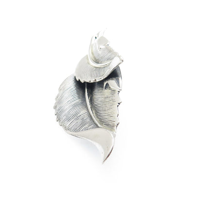 JEWELART 925 Sterling Silver Antique Art Deco Floral Leaf Oxidized Pin Brooch