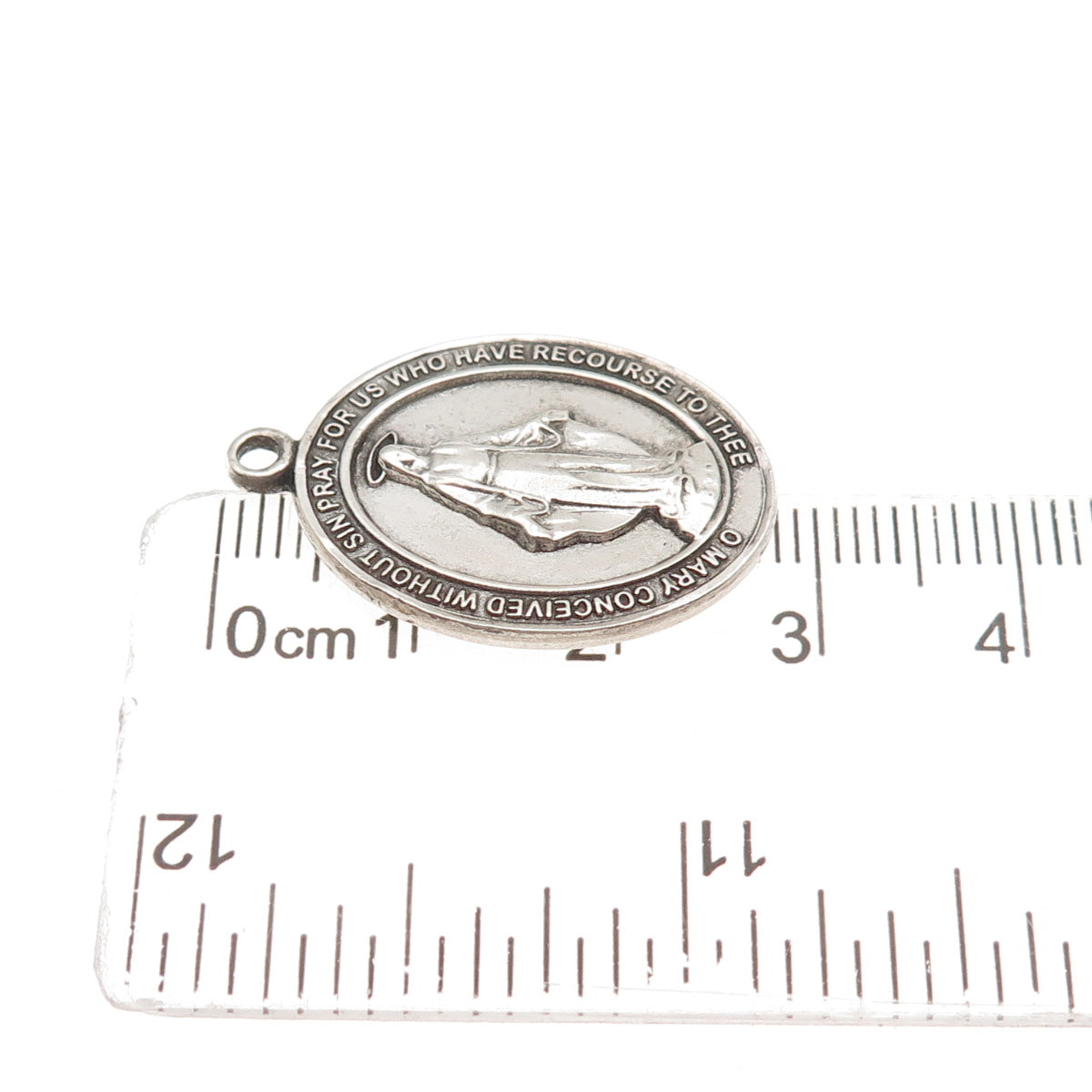 BLISS 925 Sterling Silver Antique Art Deco St. Mary Miraculous Medal Pendant