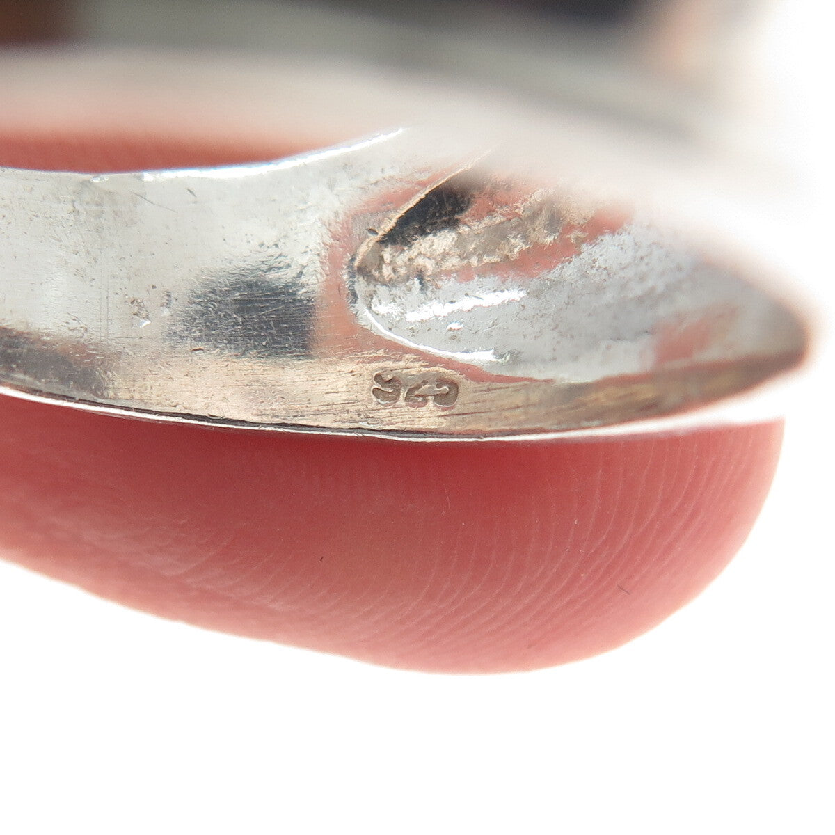 925 Sterling Silver Vintage Modernist Hammered Ring Size 8.5