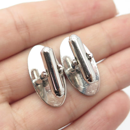 925 Sterling Silver Vintage Textured Oval Cufflinks