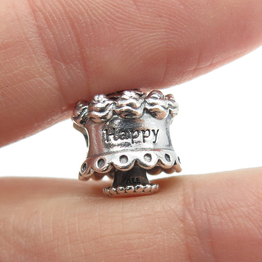 PANDORA 925 Sterling Silver "Happy Birthday" Floral Bead Charm