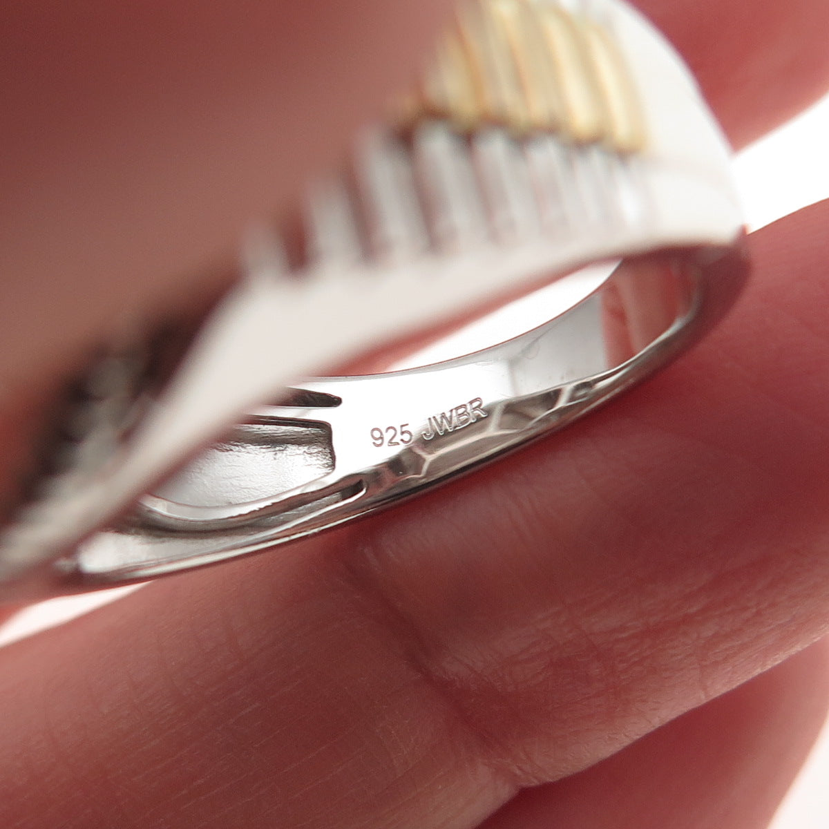 Jane Seymour 925 Sterling Silver 2-Tone Real Round-Cut Diamond Ring Size 10