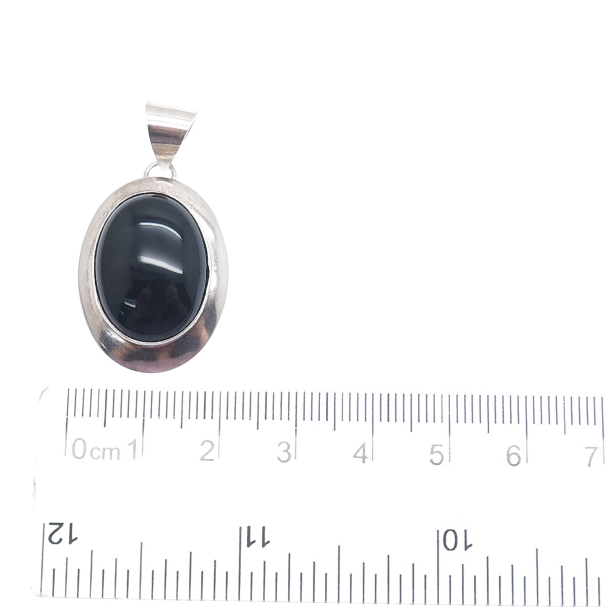 Old Pawn 925 Sterling Silver Vintage BI Southwestern Black Onyx Tribal Pendant