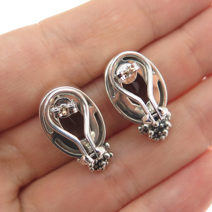 925 Sterling Silver 14K Gold Real Smoky Quartz Beaded Omega Back Earrings