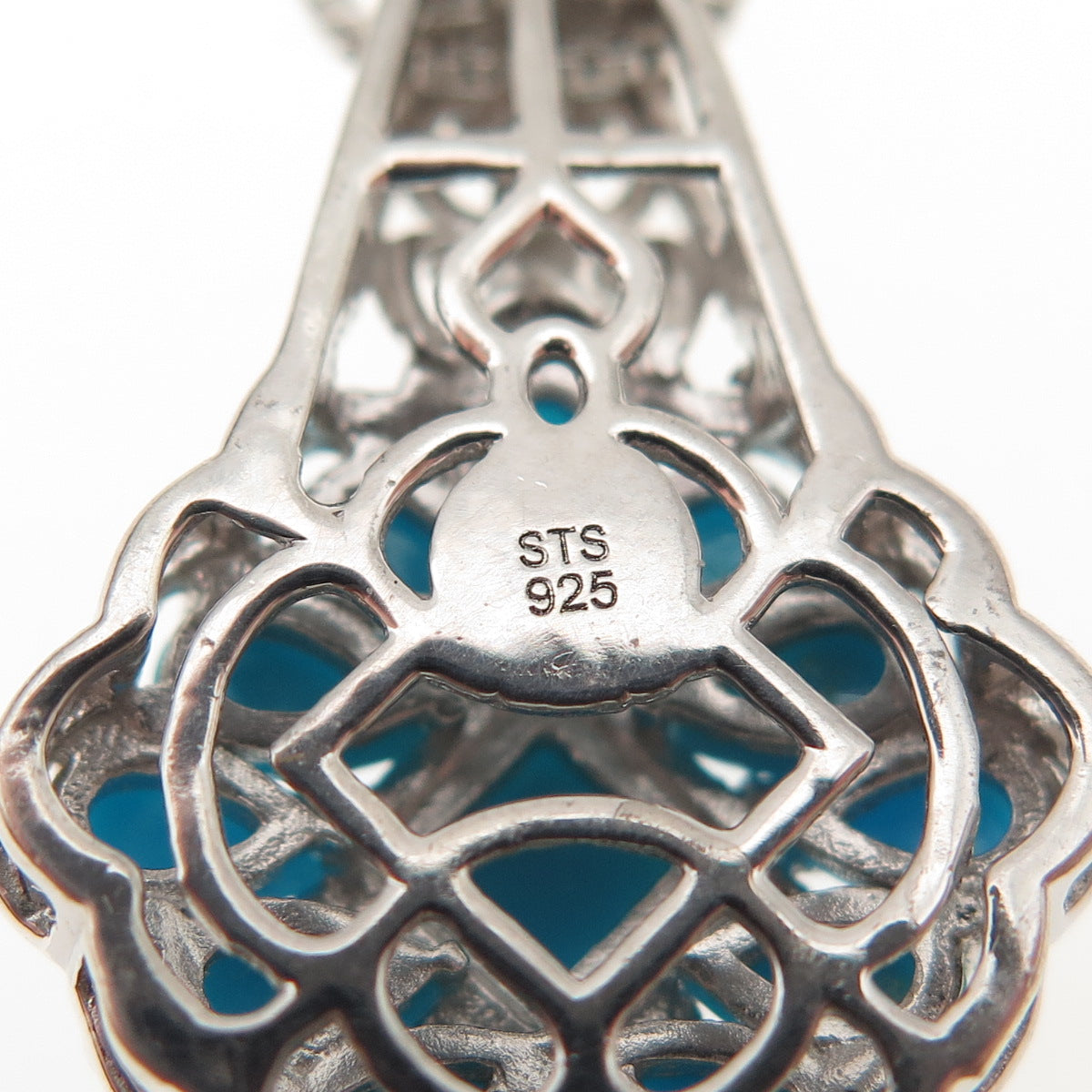 Chuck Clemency 925 Sterling Silver Real Turquoise & Topaz Box Chain Necklace 20"