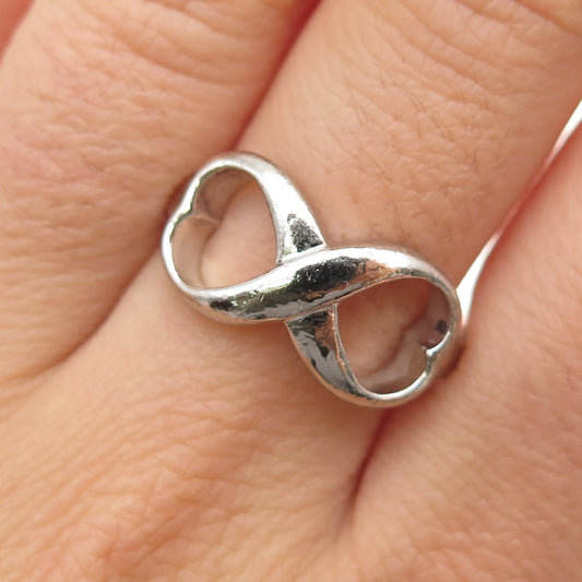 925 Sterling Silver Vintage Sisters Forever Infinity Ring Size 8.25