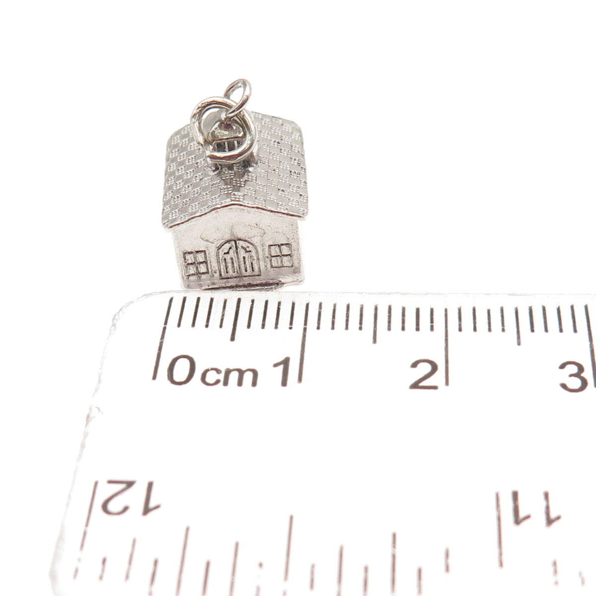925 Sterling Silver Antique Art Deco Family House 3D Mini Charm Pendant