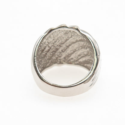 SX Sally C 925 Sterling Silver Vintage Modernist Ribbed Ring Size 7.25