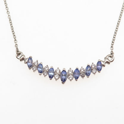 Chuck Clemency 925 Sterling Silver Real Tanzanite & White Topaz Necklace 18"