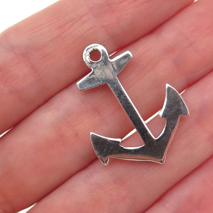 925 Sterling Silver Vintage Anchor Oxidized Charm Pendant