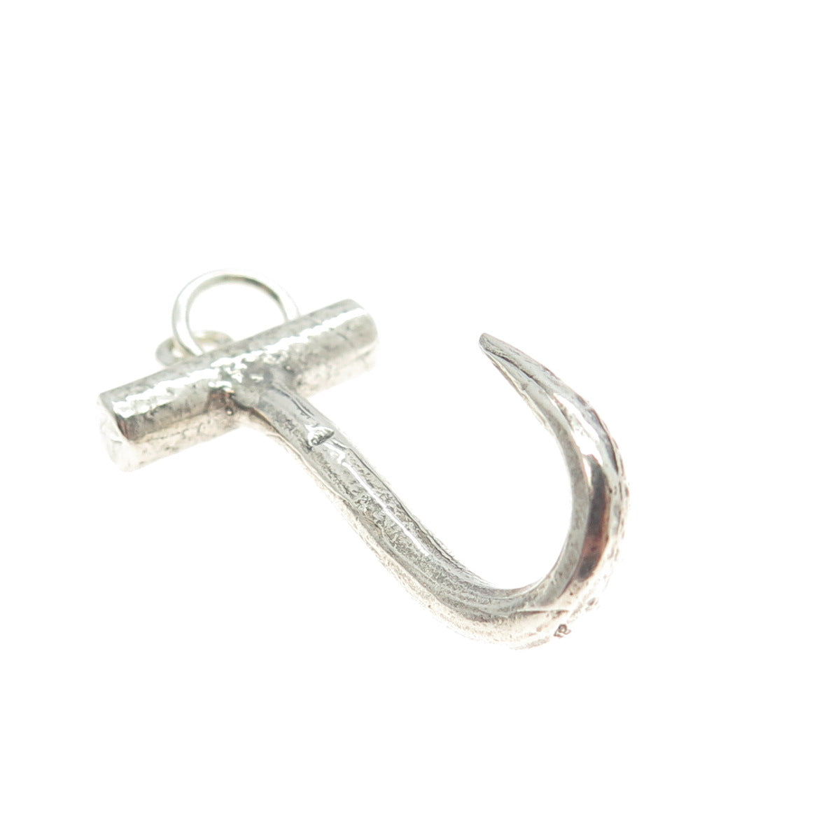 925 Sterling Silver Vintage Hook / Letter "J" Pendant
