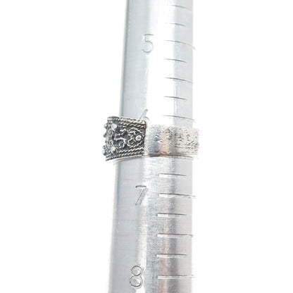 925 Sterling Silver Vintage Real Garnet Peridot Amethyst Oxidized Ring Size 6.5