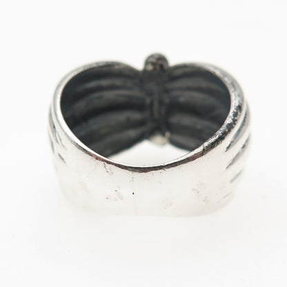 Boma 925 Sterling Silver Vintage Modernist Bow Oxidized Ring Size 6.25