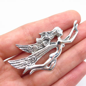 925 Sterling Silver Vintage Fairy Naked Girl Pin Brooch
