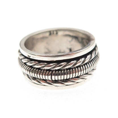 925 Sterling Silver Vintage Snake Rope Oxidized Rotating Band Ring Size 6