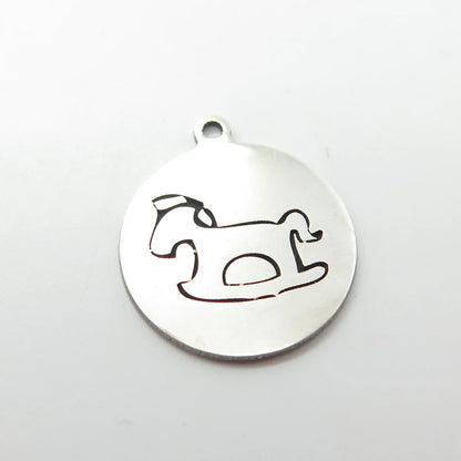 925 Sterling Silver USA Two In Town Rocking Horse Charm Pendant