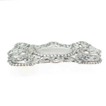 MICHELE 925 Sterling Silver Antique Art Deco Repousse Orante Pin Brooch