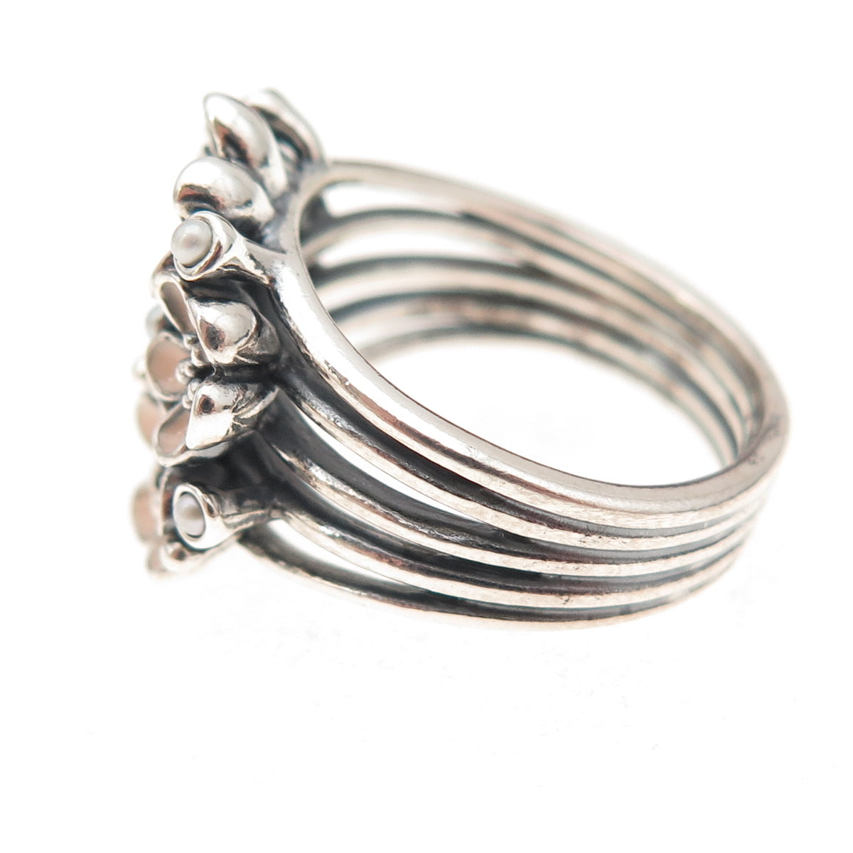 Pandora 925 Sterling Silver Enamel & C Z Darling Daisy Bouquet Ring Size 7