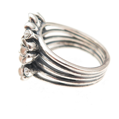 Pandora 925 Sterling Silver Enamel & C Z Darling Daisy Bouquet Ring Size 7