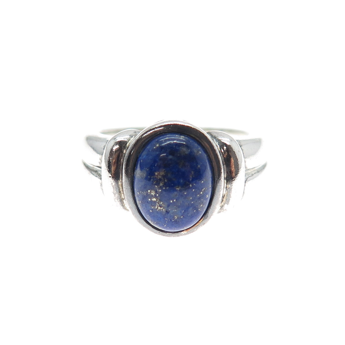 ROSS SIMONS 925 Sterling Silver Vintage Real Lapis Modernist Ring Size 7.25