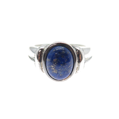 ROSS SIMONS 925 Sterling Silver Vintage Real Lapis Modernist Ring Size 7.25