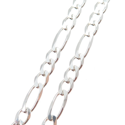 925 Sterling Silver Vintage Italy Figaro Chain Necklace 18"