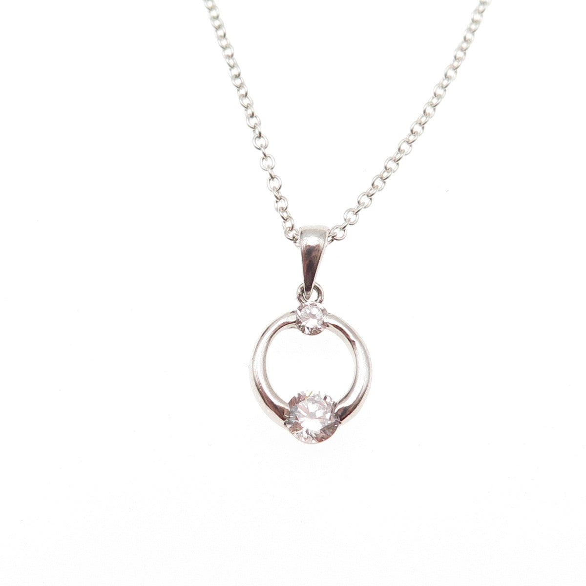 925 Sterling Silver Round-Cut C Z Circle of Life Cable Chain Necklace 18"