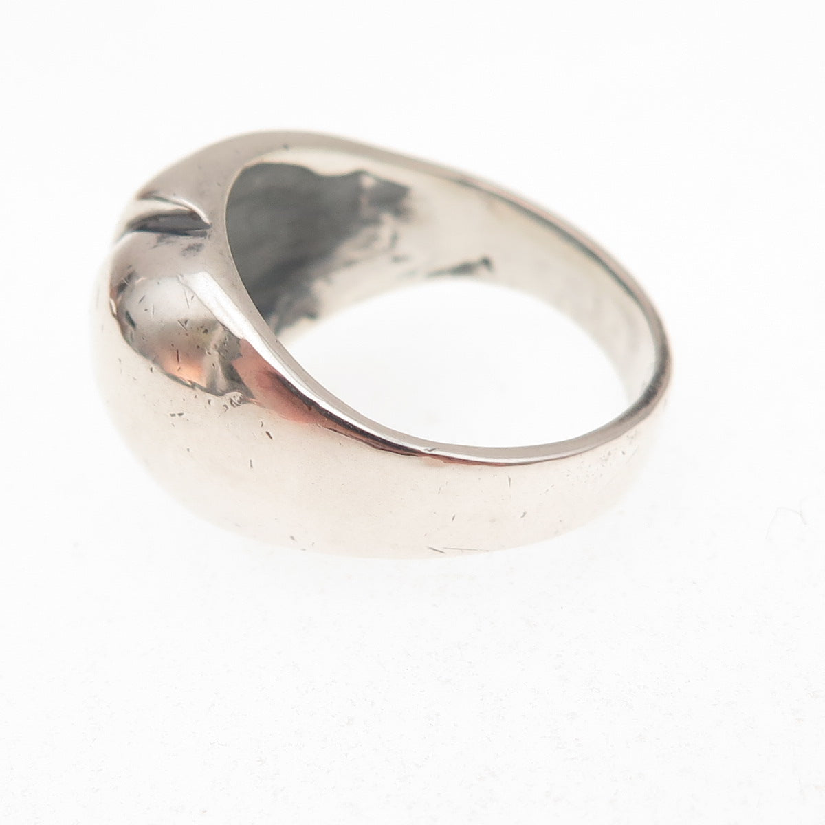 925 Sterling Silver Vintage Modernist Yin Yang Dome Oxidized Ring Size 7.75