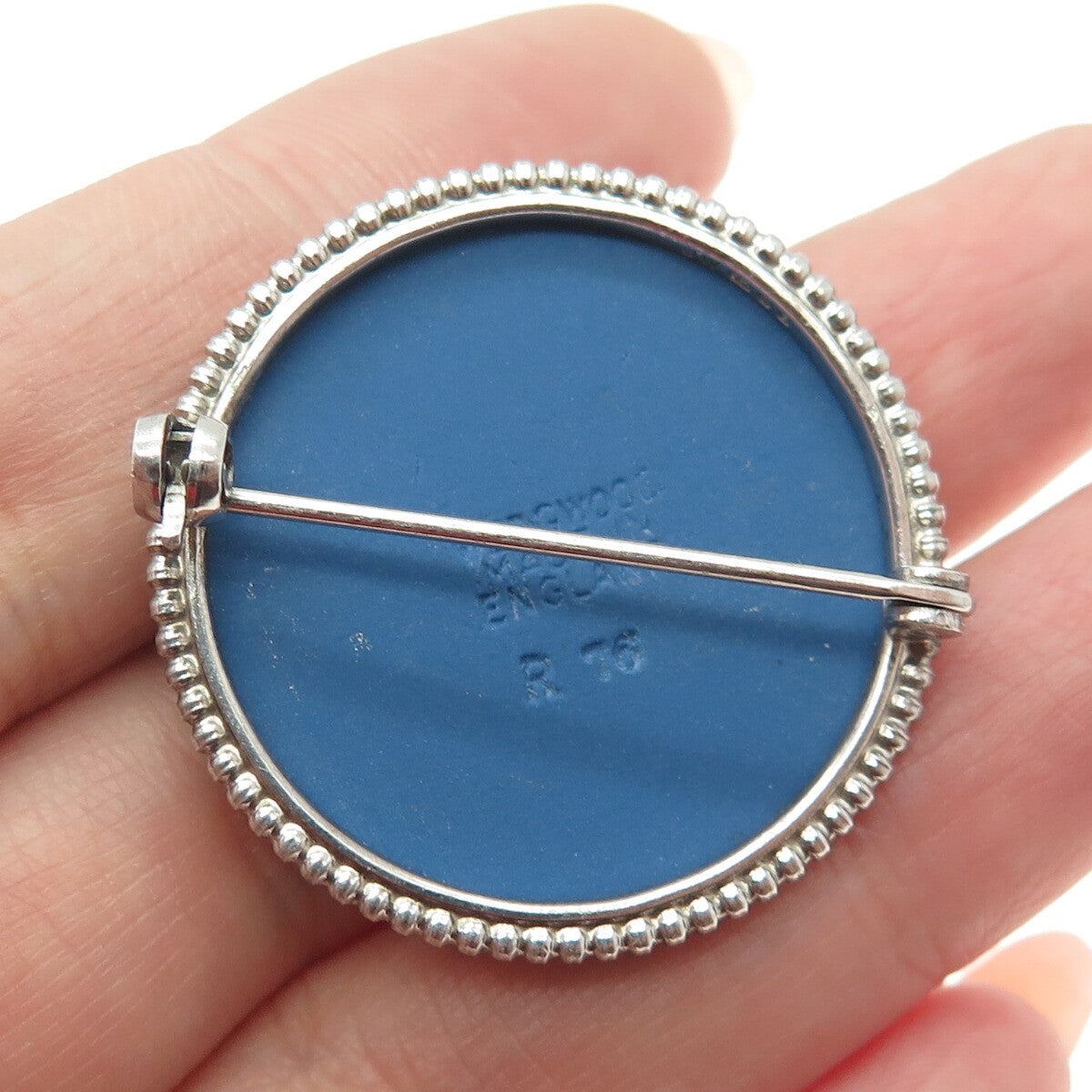 WEDGWOOD 925 Sterling Silver Vintage England Cameo Cupid Pin Brooch #76