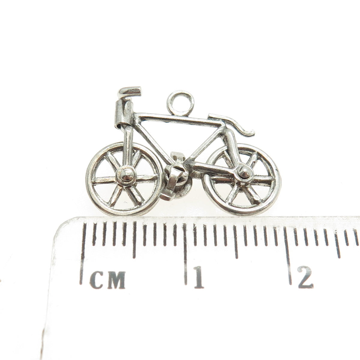 925 Sterling Silver Antique Art Deco Bicycle Minimalist Charm Pendant