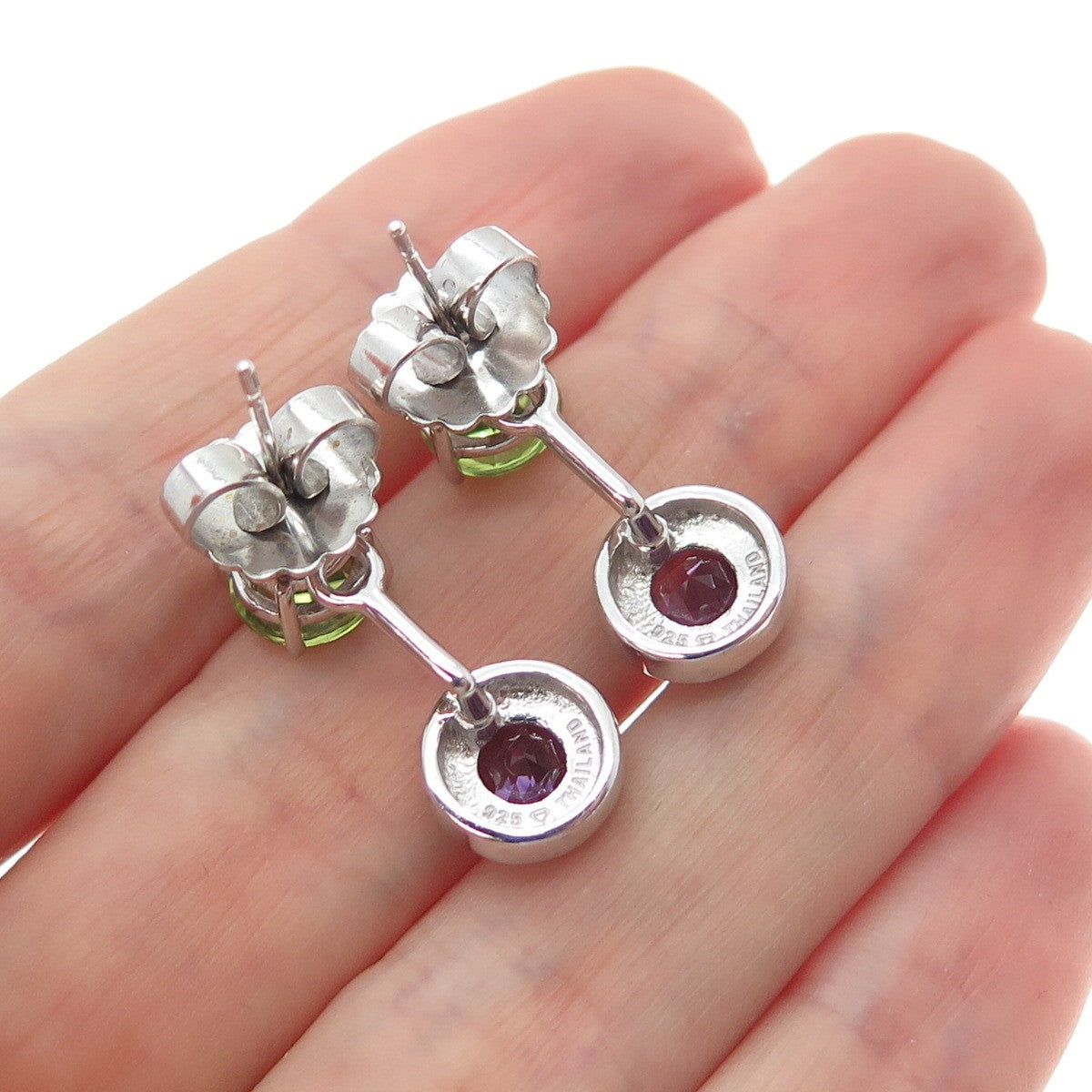 925 Sterling Silver Real Topaz Peridot Amethyst Interchangeable Jacket Earrings