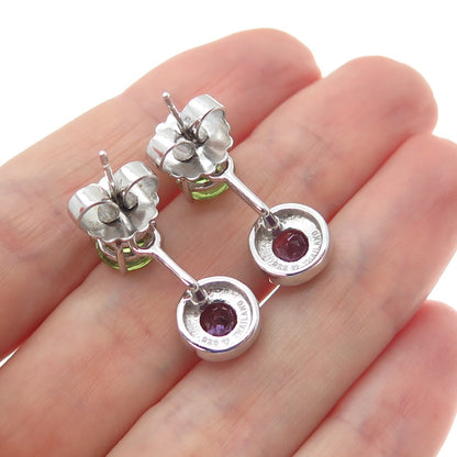 925 Sterling Silver Real Topaz Peridot Amethyst Interchangeable Jacket Earrings